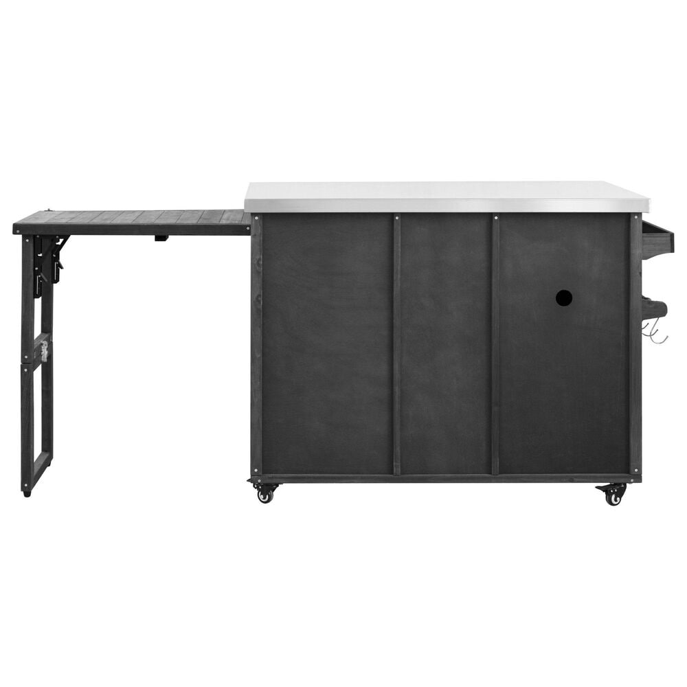 HOMLUX 78.3" Outdoor Kitchen Island with Foldable Grill Table in Black and Stainless Steel, , large