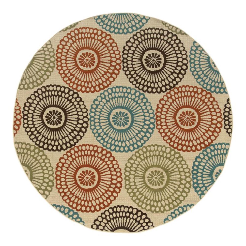 Oriental Weavers Montego 697J6 7"10" Round Beige Area Rug, , large