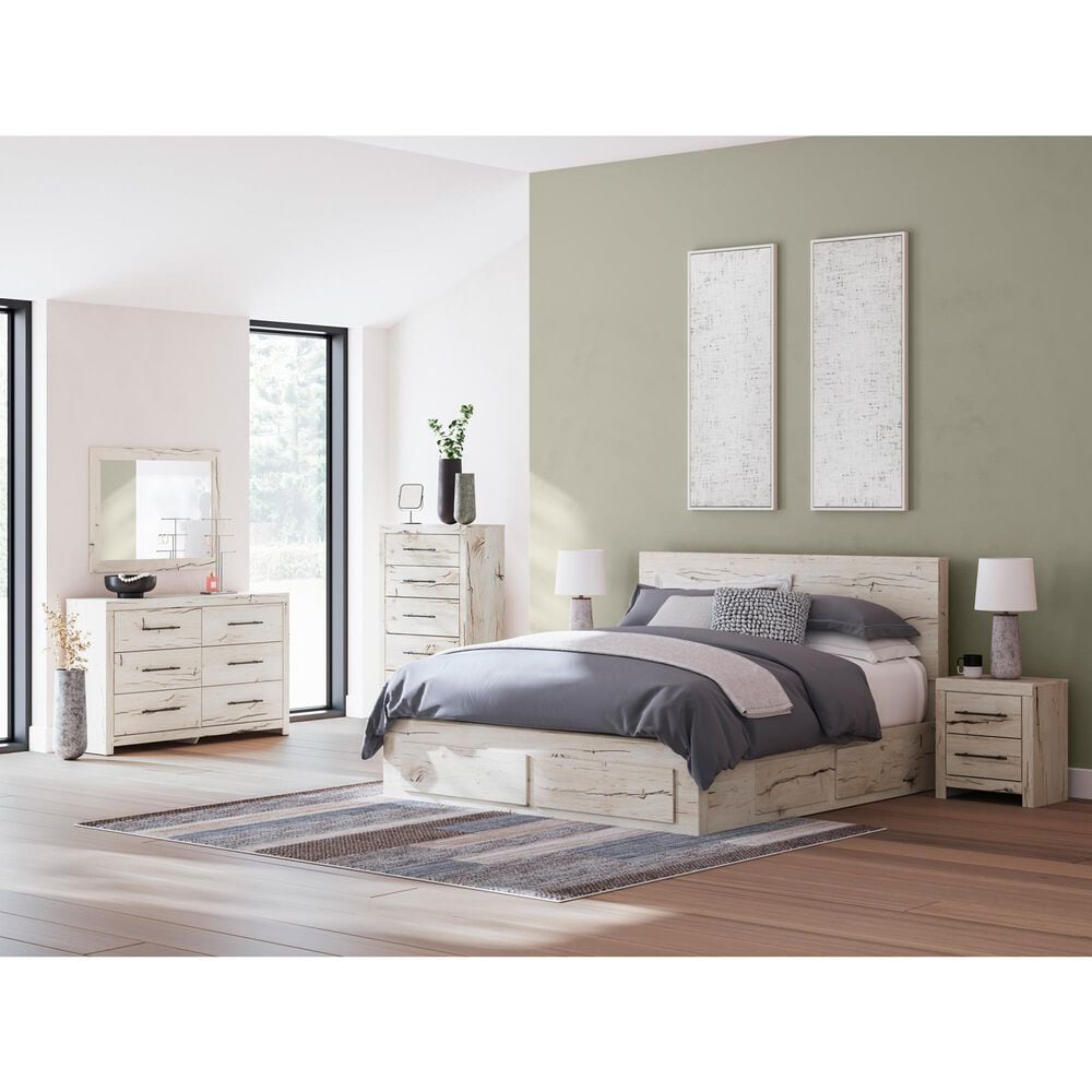 Ashley Lawroy King Panel Storage Bed in Light Natural, , large