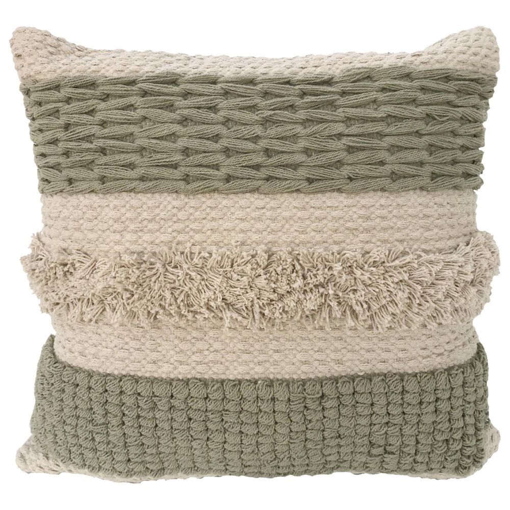 India House Boho 20" Square Throw Pillow in Evergreen, , large