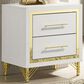 Pacific Landing Lucia 2-Drawer Nightstand in Bright White and Gold, , large