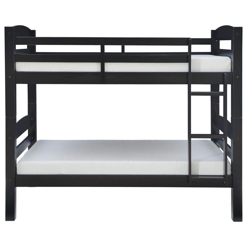 Linon Home Decor Levi Twin Over Twin Bunk Bed in Black, , large