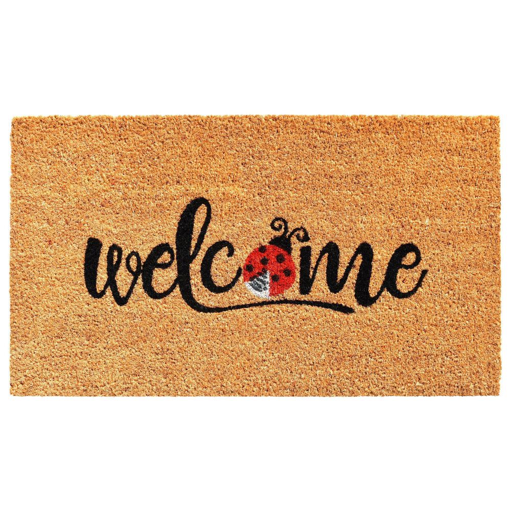 Calloway Mills Natural Ladybug Natural, Black and Red 1'5" x 2'5" Door Mat, , large