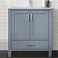 Lexora Home Jacques 30" Single Bathroom Vanity in Dark Grey with 2 cm White Cultured Marble Top and Rectangular Sink, , large