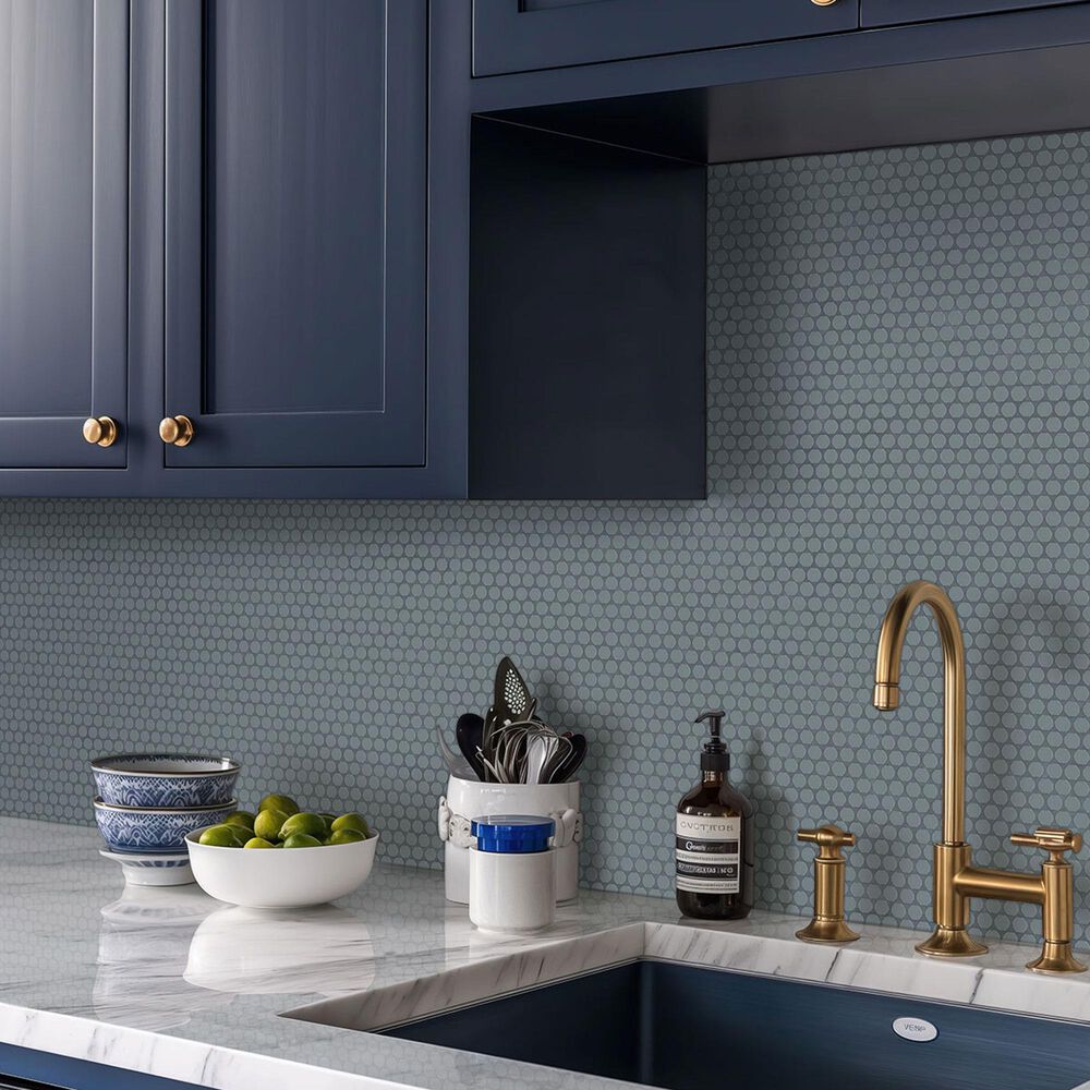 MS International Cielo Azul 2" Penny Round on 12" x 12" Porcelain Mosaic Sheet, , large