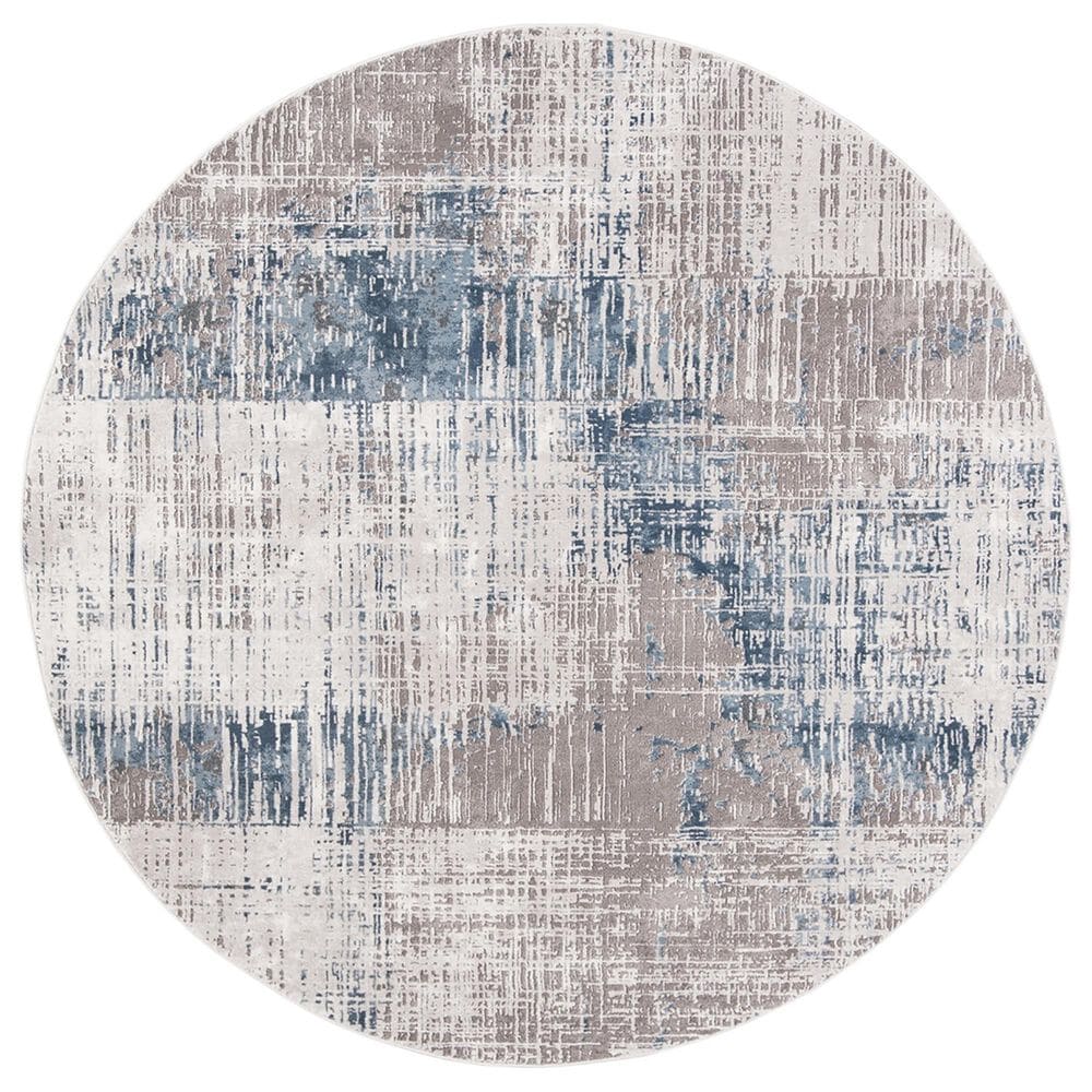 Safavieh Craft CFT874F 6"7" Round Grey and Blue Area Rug, , large