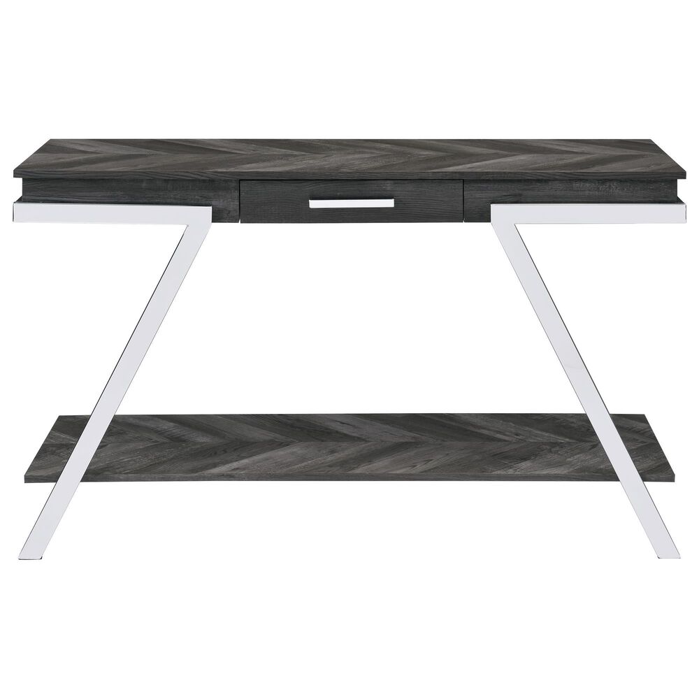 Steve Silver Furniture Roma Sofa Table in Shadow Grey and Chrome, , large