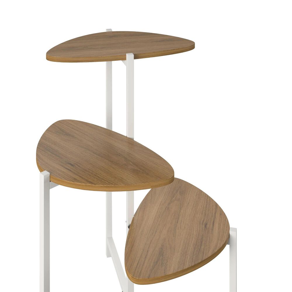 DHP Tallulah Plant Stand with White Stand in Danish Walnut, , large