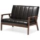 Baxton Studio Nikko Stationary Loveseat in Black, , large