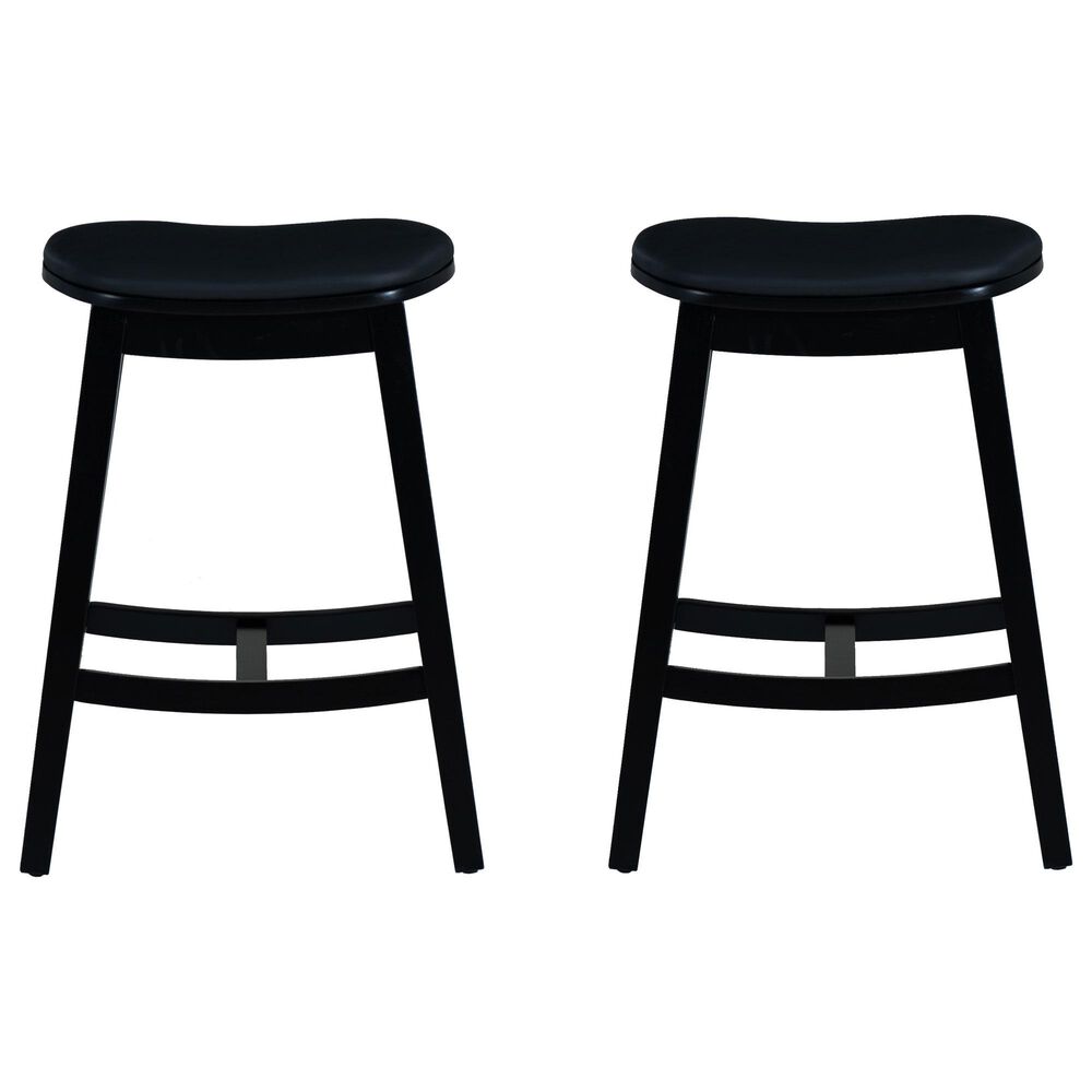 Linon Home Decor Culver Counter Stool with Black Cushion in Black (Set of 2), , large