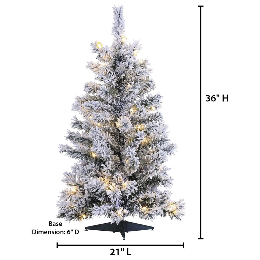 The Gerson Company 3&#39; Flocked Colorado Spruce with Clear Lights in Green, , large