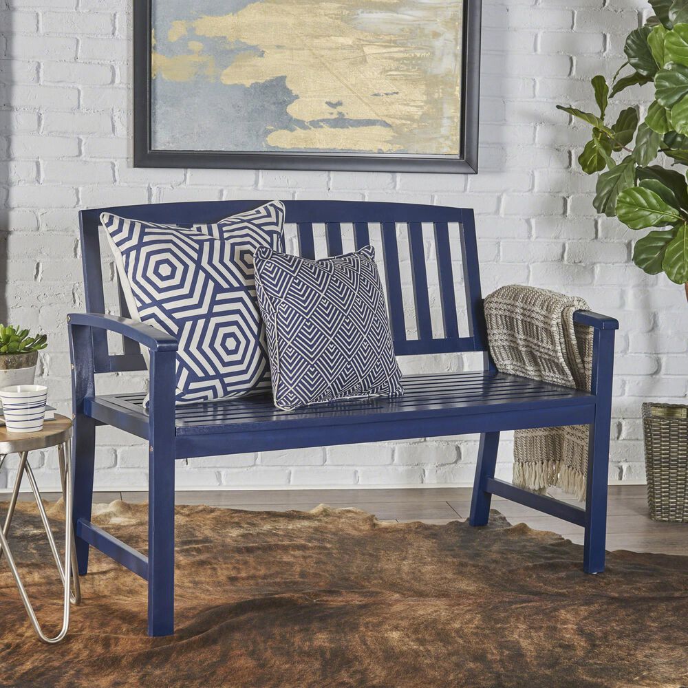 Hearth and Haven Loja Patio Bench in Blue, , large