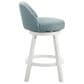 Armen Living Erika Swivel Counter Height Stool with Light Blue Upholstery in White, , large