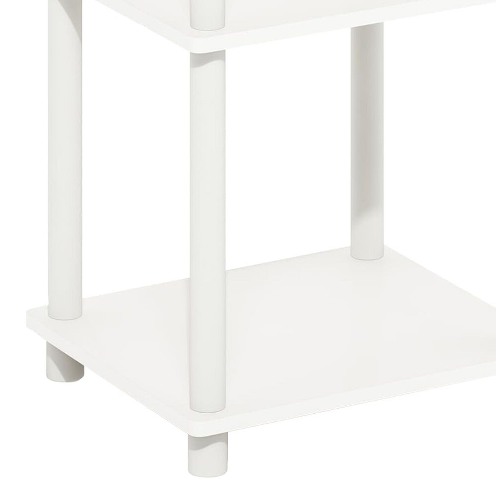 HOMLUX 3-Tier Turn-N-Tube End Table with Charging Station in White, , large