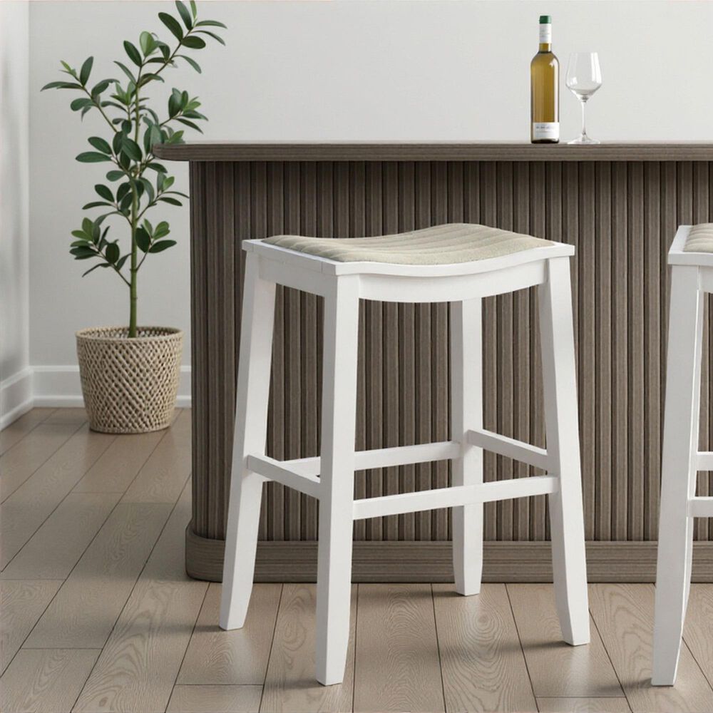Armen Living Iyani Bar Height Stool in White, , large
