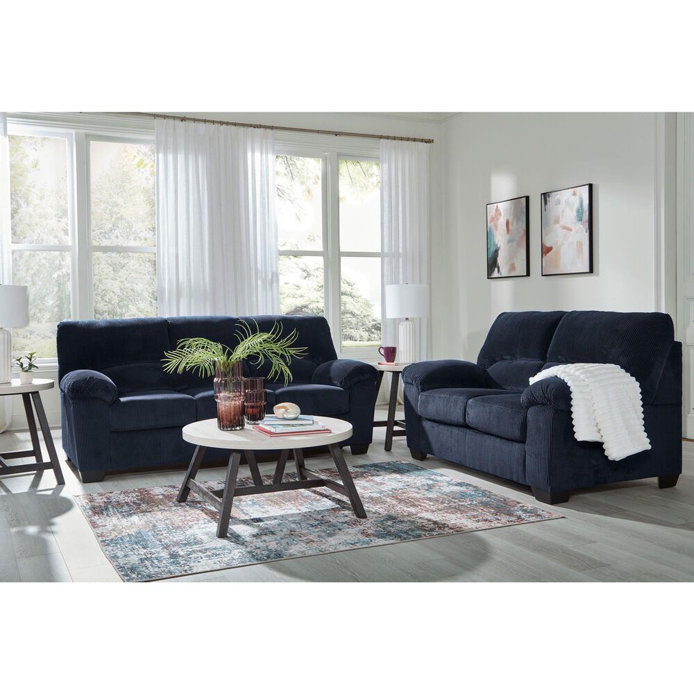 Ashley SimpleJoy Stationary Sofa in Navy, , large