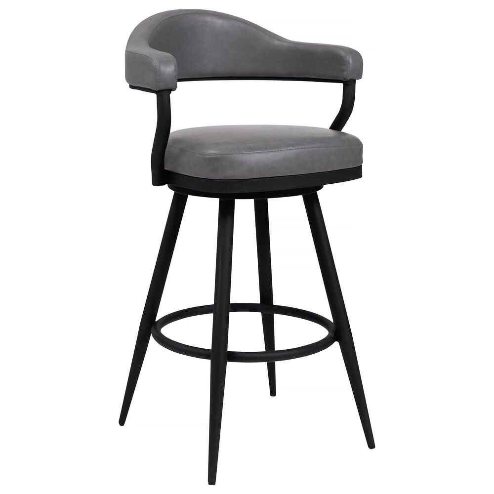 Blue River Amador 26" Counter Stool with Vintage Gray Cushion in Black Powder Coated, , large