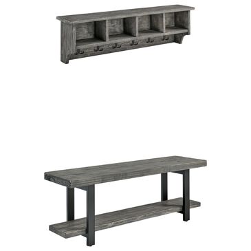 Timberlake Pomona 48" Wall Coat Hook with Bench in Black and Slate Gray, , large