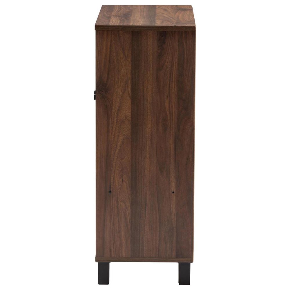 Baxton Studio Rossin 2-Door Entryway Shoe Storage Cabinet with Open Bottom Shelf in Walnut, , large