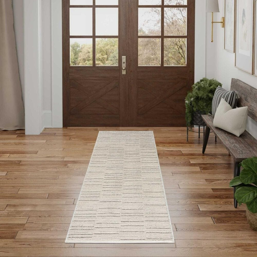 Nourison Andes AND02 2&#39;2&quot; x 7&#39;6&quot; Ivory and Grey Runner, , large