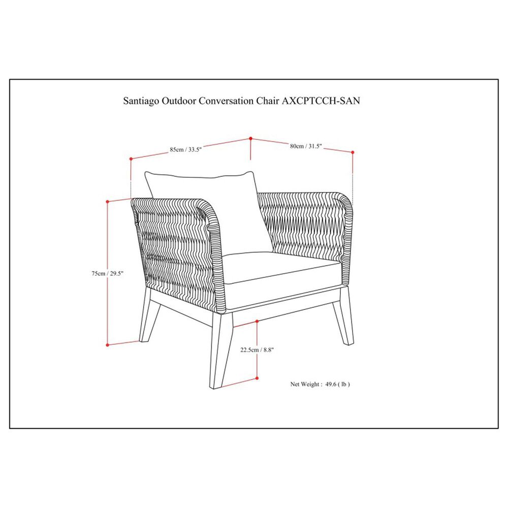 Hearth and Haven Santiago Outdoor Conversation Chair in Slate Grey, , large