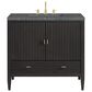 James Martin Vanities Myrrin 36" Vanity in Carbon Oak with 3 cm Parisien Bleu Quartz Top, , large