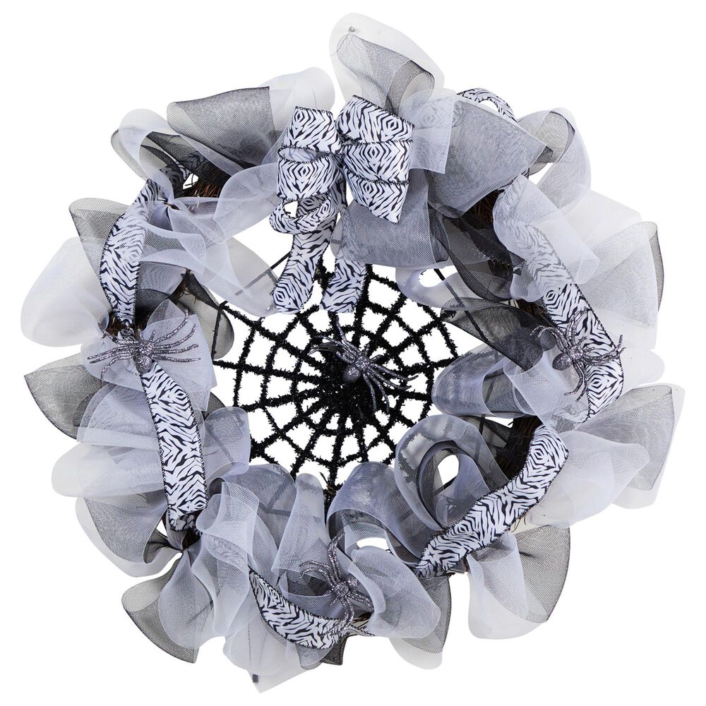 Nearly Natural Inc 26in. Halloween Spider Web Mesh Wreath, , large