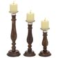 Maple and Jade Mango Wood Candle Holder in Dark Brown and Silver (Set of 3), , large