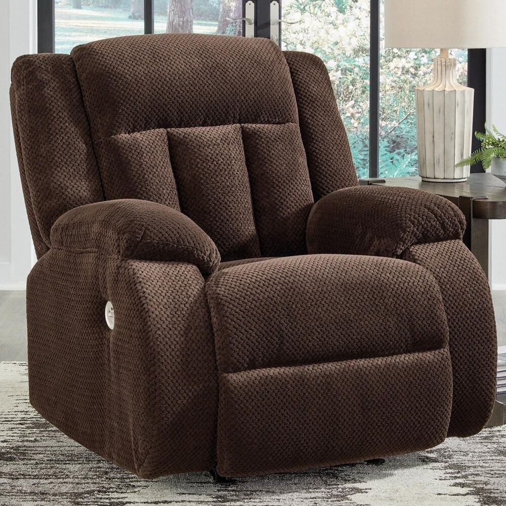 Ashley Observation Power Rocker Recliner in Chocolate, , large
