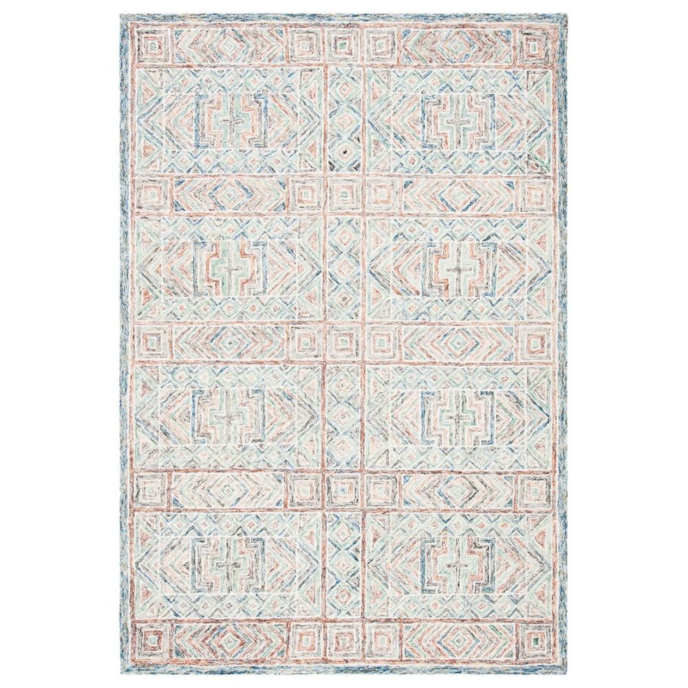 Safavieh Micro-Loop Geometric 5" Round Blue and Green Area Rug, , large