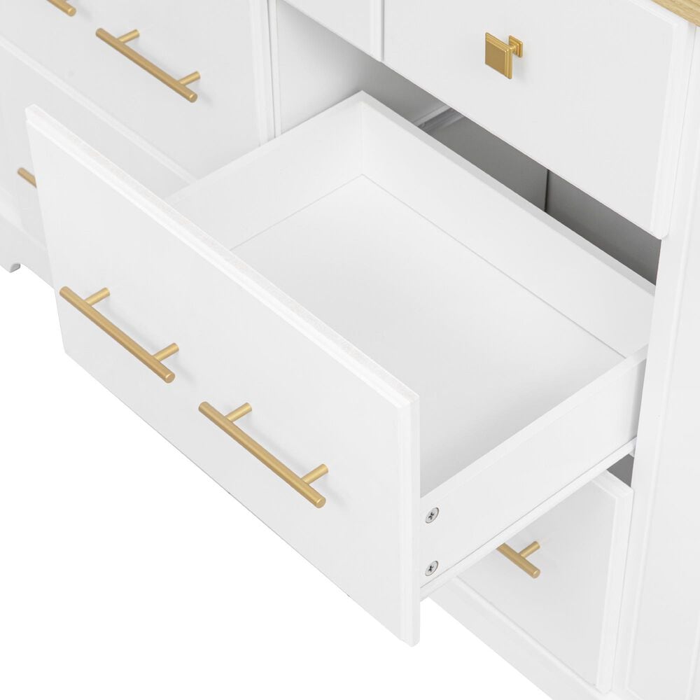 HOMLUX 51" Kitchen Island with Pull Out Trash Can Storage in White, , large