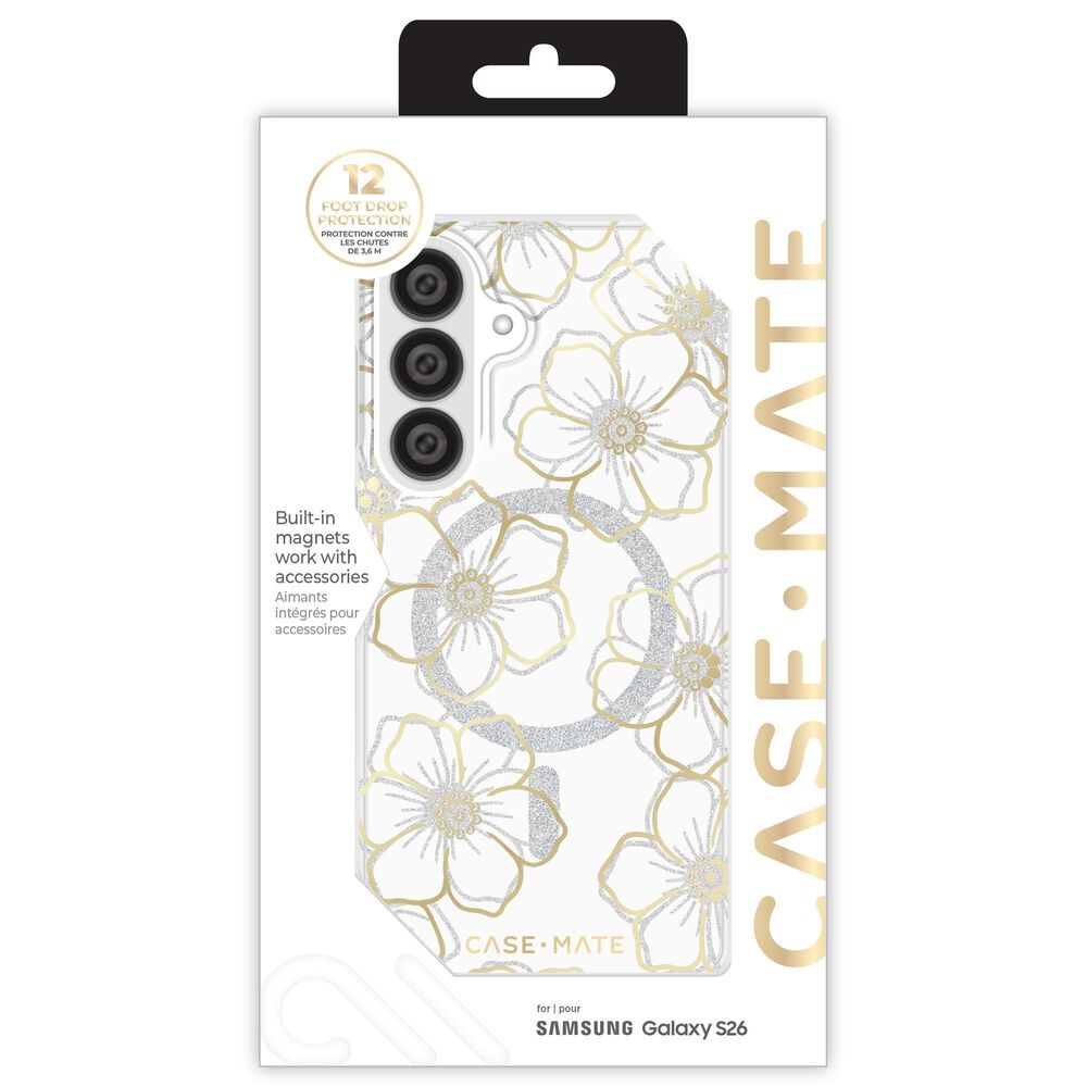 Case-Mate Floral Gems Case with Magnet for Samsung Galaxy S26 in Gold, , large
