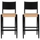 Linon Home Decor Cadence Bar Stool in Matte Black and Natural (Set of 2), , large