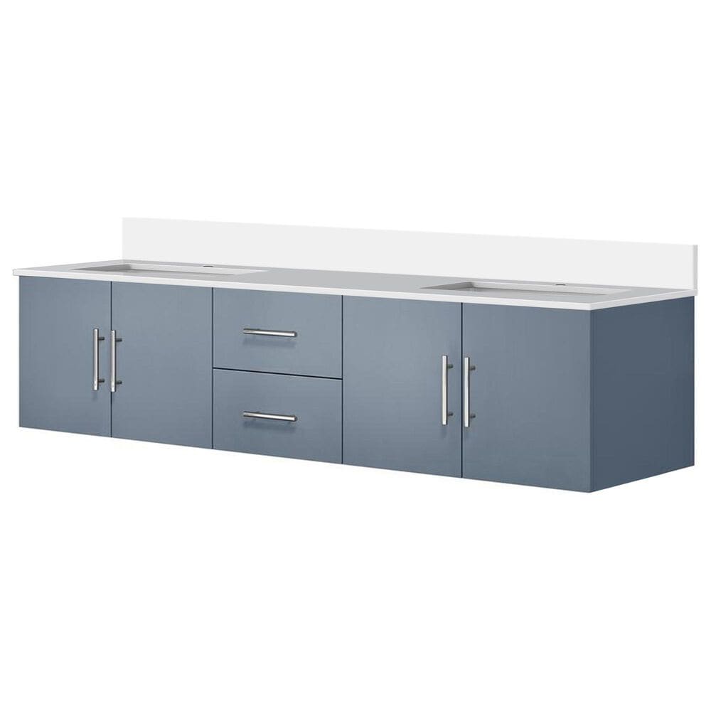 Lexora Home Geneva 80" Double Bathroom Vanity in Dark Grey with 2 cm White Quartz Top and Rectangular Sinks, , large