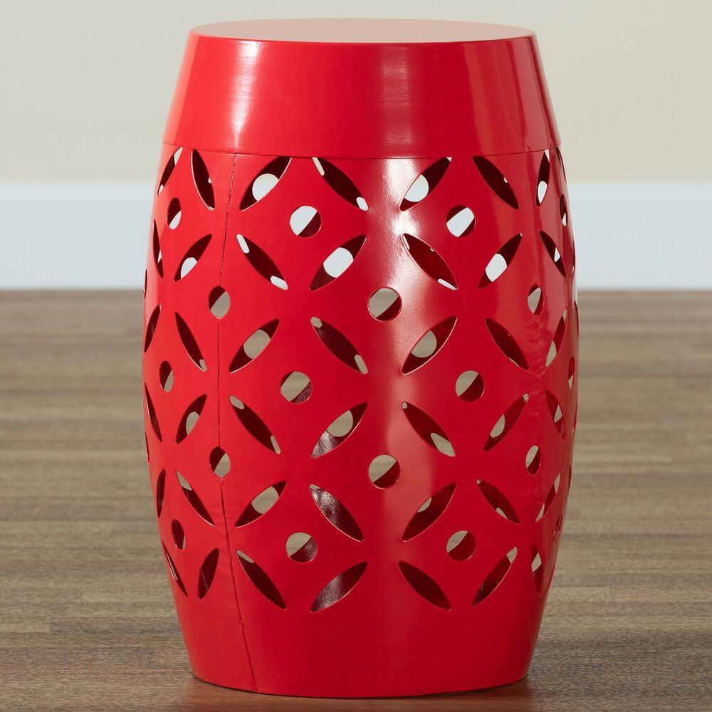 Baxton Studio Hallie Patio Side Table in Red Table Only Nebraska