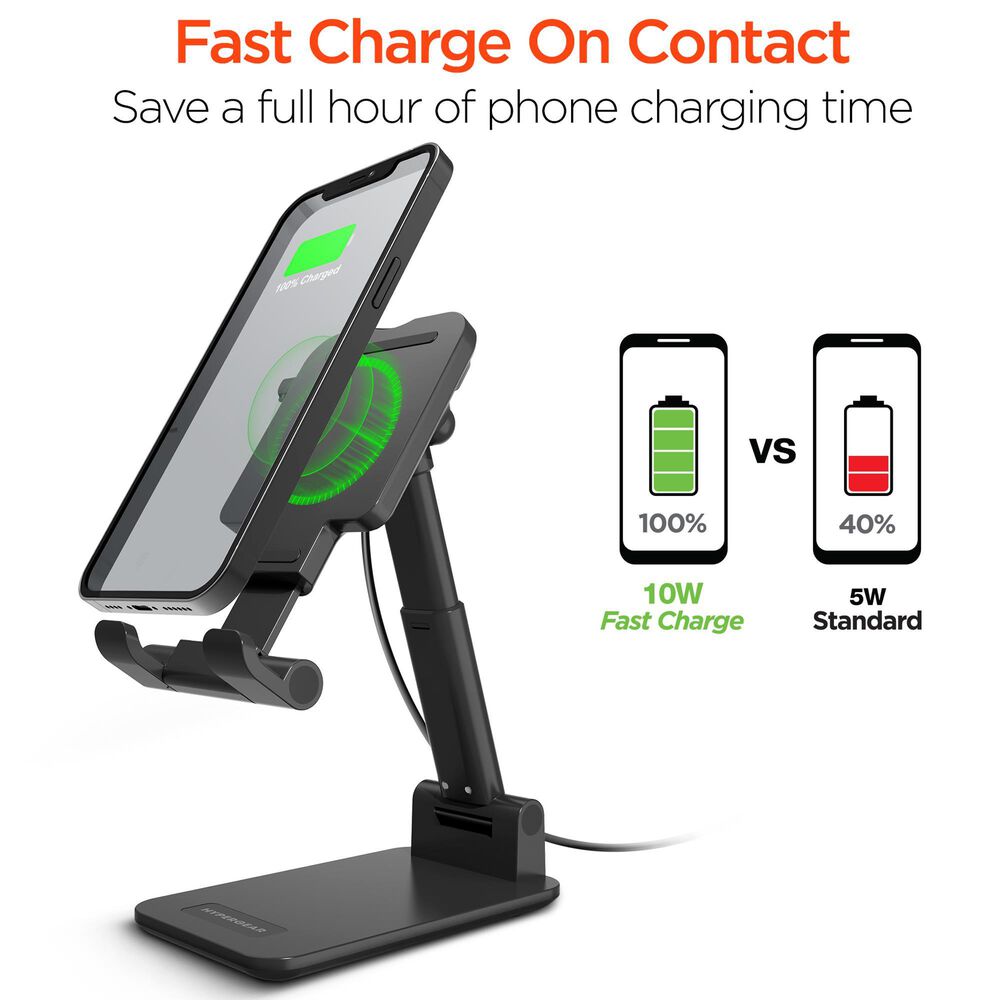 Hypercel Power Fold 10W Wireless Charging Stand in Black, , large