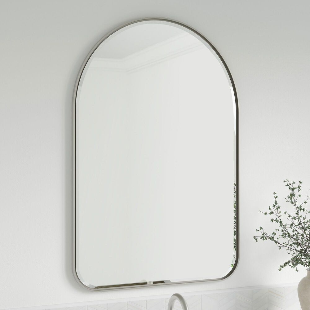 James Martin Rohe 24&quot; Arched Mirror in Satin Nickel, , large