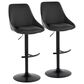 LumiSource Diana Adjustable Barstool with Black Faux Leather Upholstery in Black (Set of 2), , large