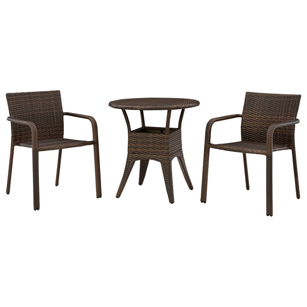 Ashley Mimis Reef 3-Piece Patio Bistro Set in Brown, , large