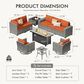 HOMLUX 10-Piece Outdoor Patio Wicker Sectional Furniture Set in Orange Red, , large