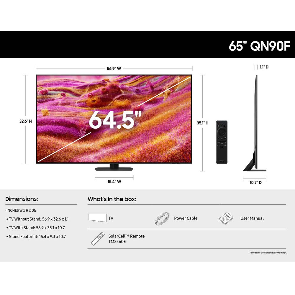 Samsung 65" Class QN80F QN90F 4K Vision AI - Smart TV with Q-Series 7.1.2 Channel Soundbar System in Titan Black, , large