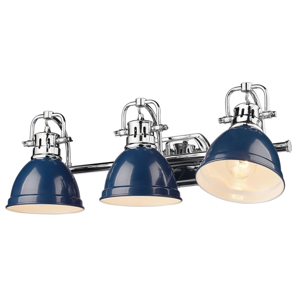Golden Lighting Duncan 3-Light Bath Vanity with Navy Shades in Chrome, , large