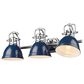 Golden Lighting Duncan 3-Light Bath Vanity with Navy Shades in Chrome, , large