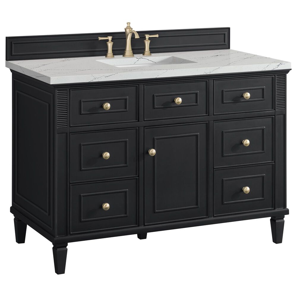 James Martin Vanities Lorelai 48" Single Vanity in Black Onyx with 3 cm Ethereal Noctis Quartz Top, , large