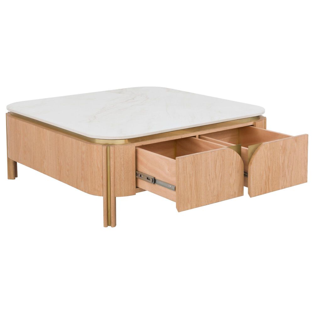 Fairfield Chair Portobello Cocktail Table in White, Light Brown and Brushed Brass, , large
