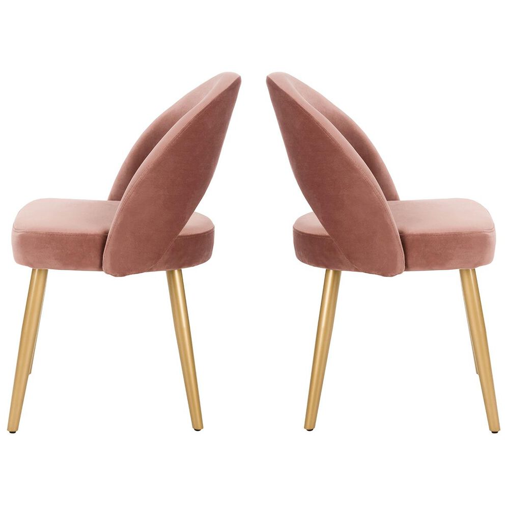 Safavieh Giani Dining Chair in Dusty Rose and Gold (Set of 2), , large