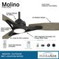 Minka-Aire Molino 65" Indoor/Outdoor Ceiling Fan with LED Light in Coal, , large