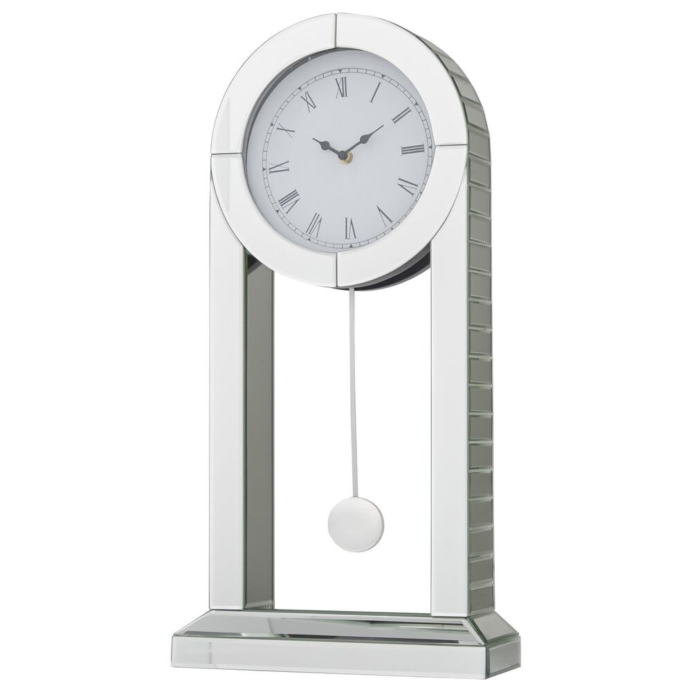Maple and Jade Glass Table Clock in Silver, , large
