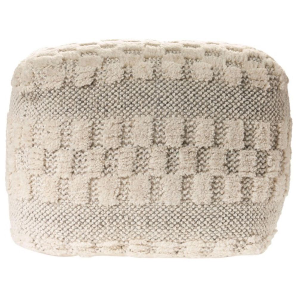 LR Home 18" Square Checkered Pouf in Black and Natural, , large