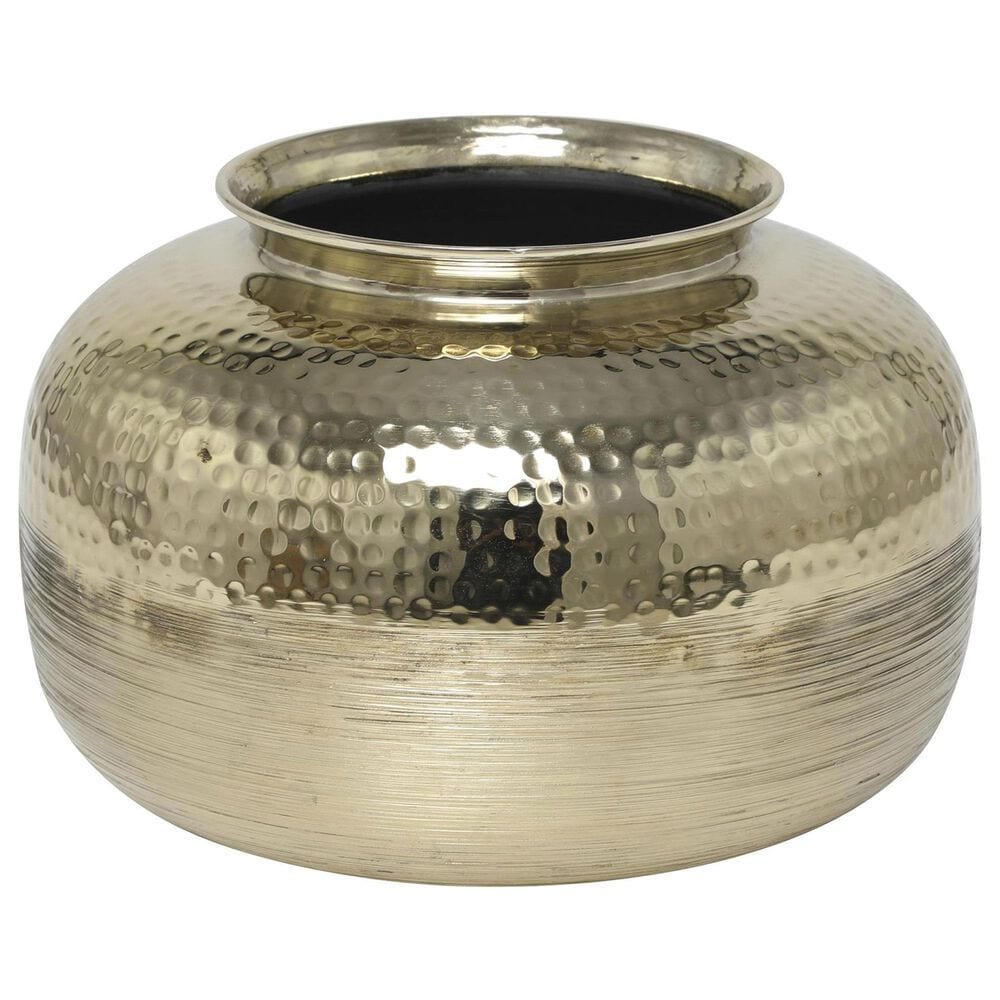 Maple and Jade 20&quot; Decorative Vase with Hammered Top in Brushed Gold, , large